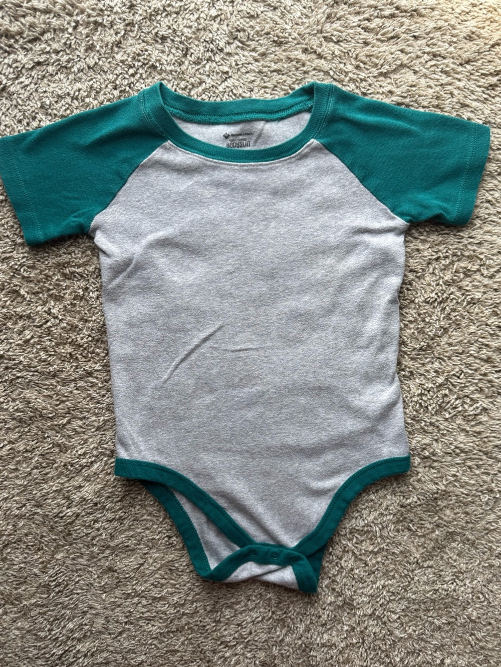 Member’s Mark Baby’s Favorite Raglan Bodysuit Gray Teal 24M 100% Cotton